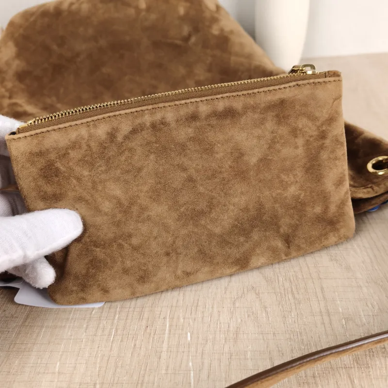 SAINT LAURENT Shoulder Bag Bucket Bag Brown Suede One Size 28 × 15 × 38 cm — detail view 7 of 9