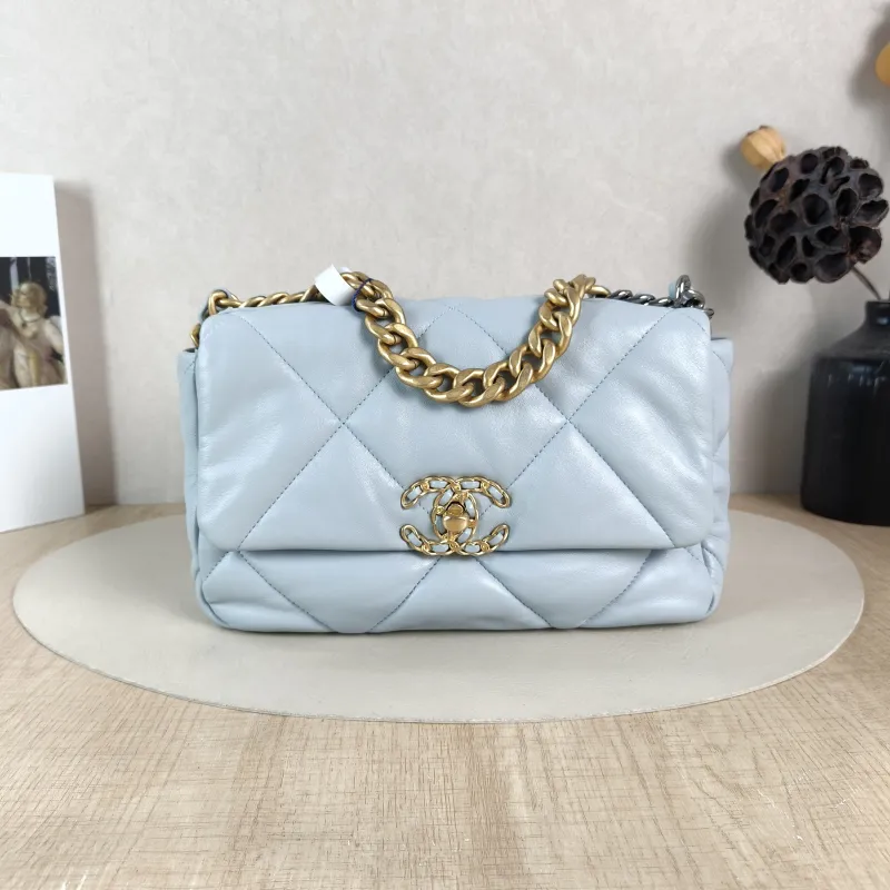 Chanel Crossbody Bag 19Bag Blue SL ambskin Small 26 × 9 × 16 cm