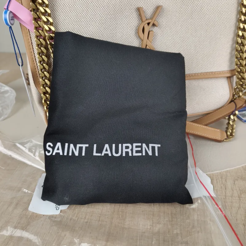SAINT LAURENT Crossbody Bag Niki D Beige Brown Canvas Medium 28 × 8.5 × 20 cm — detail view 5 of 15