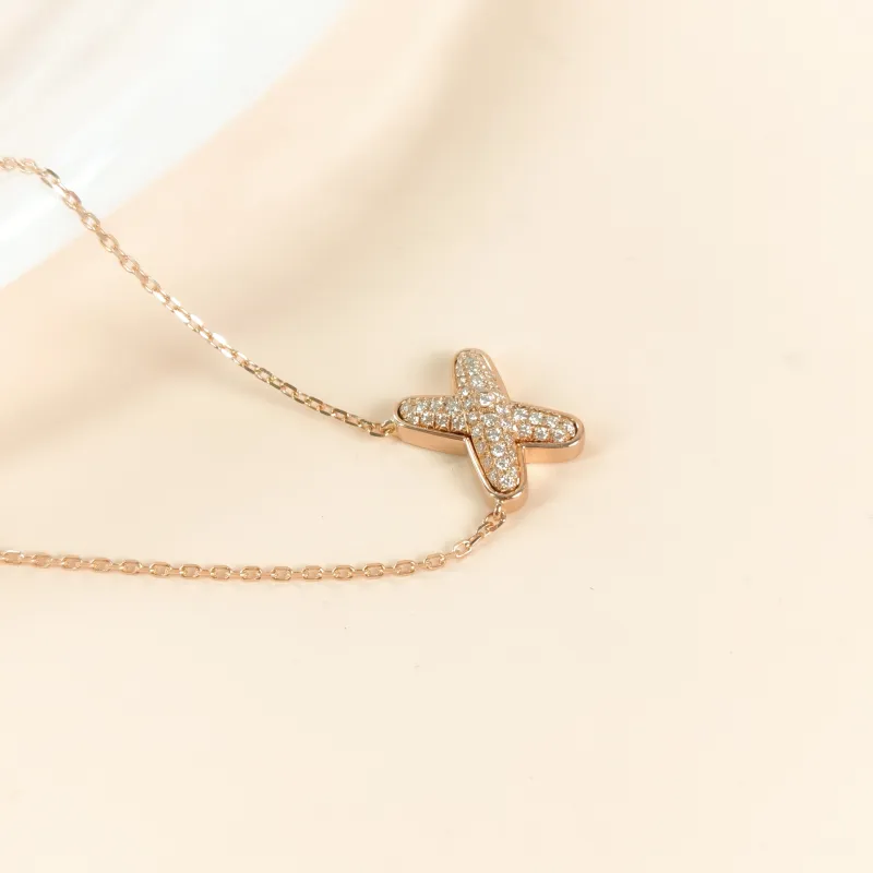 CHAUMET Necklace Jeux de Liens · Collection · Pavé Diamond Necklace Rose Gold Diamond18KR ose Gold One Size41cm — cover view 3 of 9
