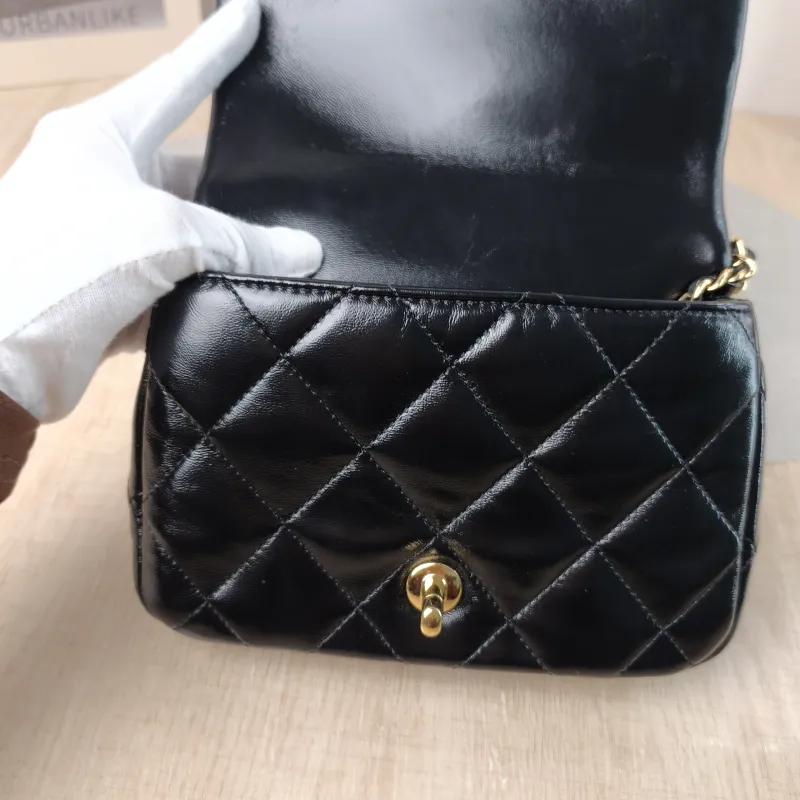 Chanel Crossbody Bag 24b Black Waxed Leather One Size 19 × 6 × 13 cm — detail view 12 of 15