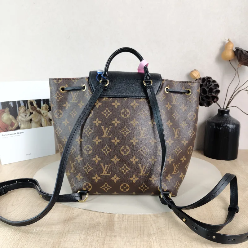 Louis Vuitton Backpack Montsouris Backpack Black PVC · Calfskin Small 27.5 × 14 × 33 cm — cover view 2 of 5
