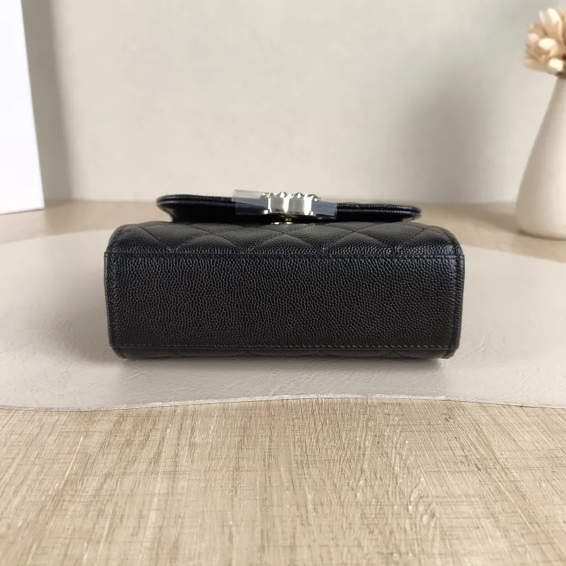 Chanel Crossbody Bag kelly Black Grained Calfskin nano 15 × 5 × 11 cm — cover view 2 of 4