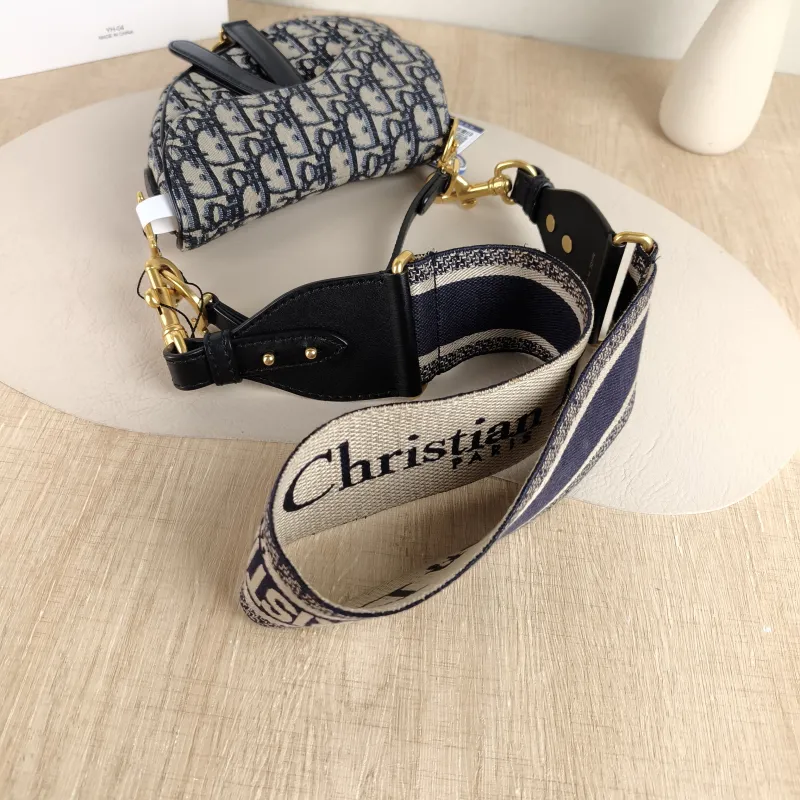 DIOR Top Handle Bag Saddle Blue Canvas Mini 19 × 6 × 15 cm — detail view 7 of 9