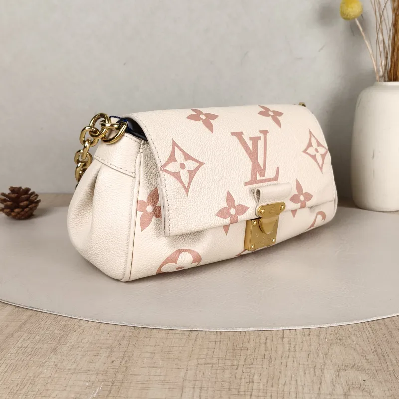 Louis Vuitton Crossbody Bag Favorite White · Pink Empreinte Embossed Calfskin Monogram Medium24 × 9 × 14 cm — cover view 2 of 6