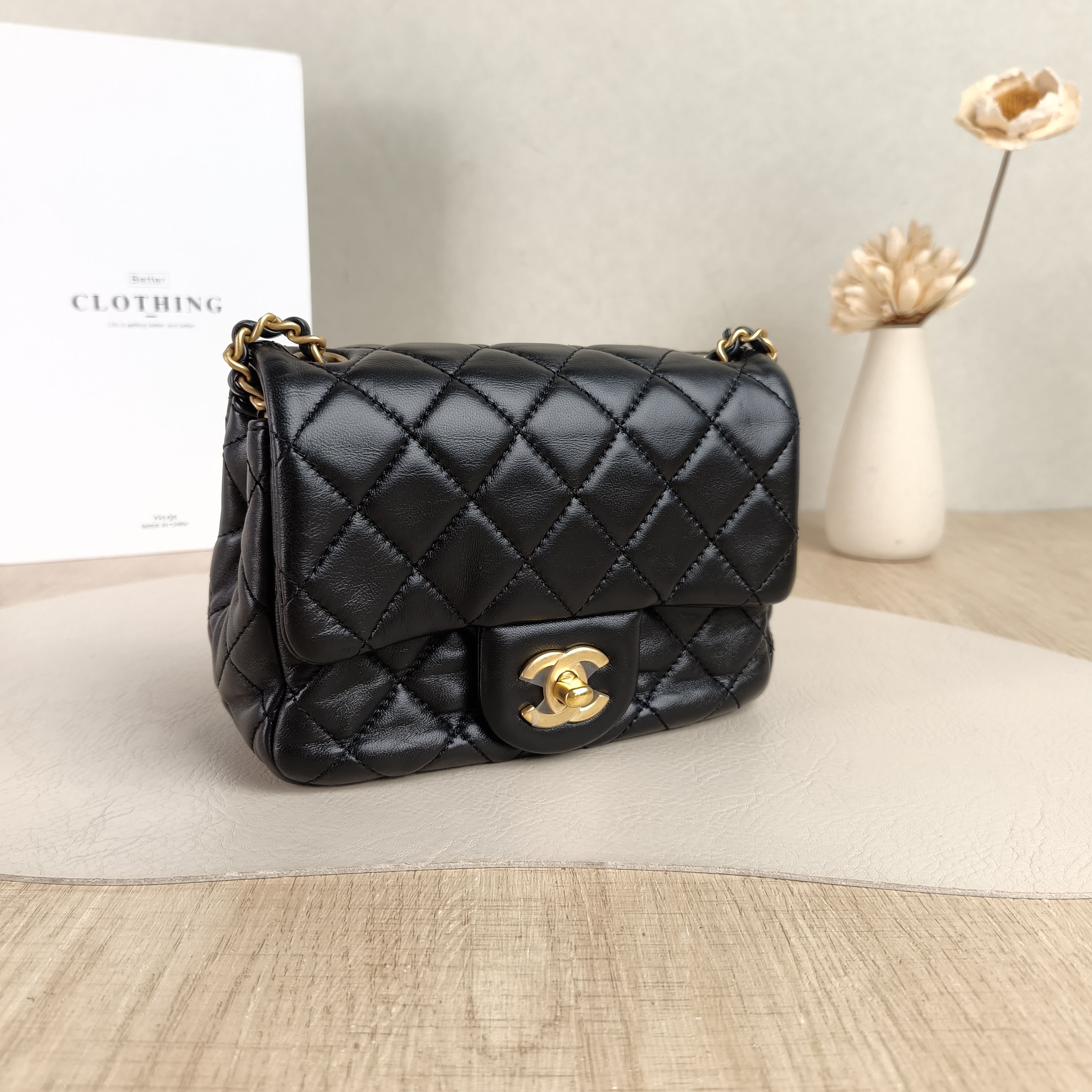 Chanel Crossbody Bag Classic Flap Mini CF Mini Black with Gold-Tone Hardware SL ambskinmini17 × 8 × 13.5 cm — cover view 2 of 5