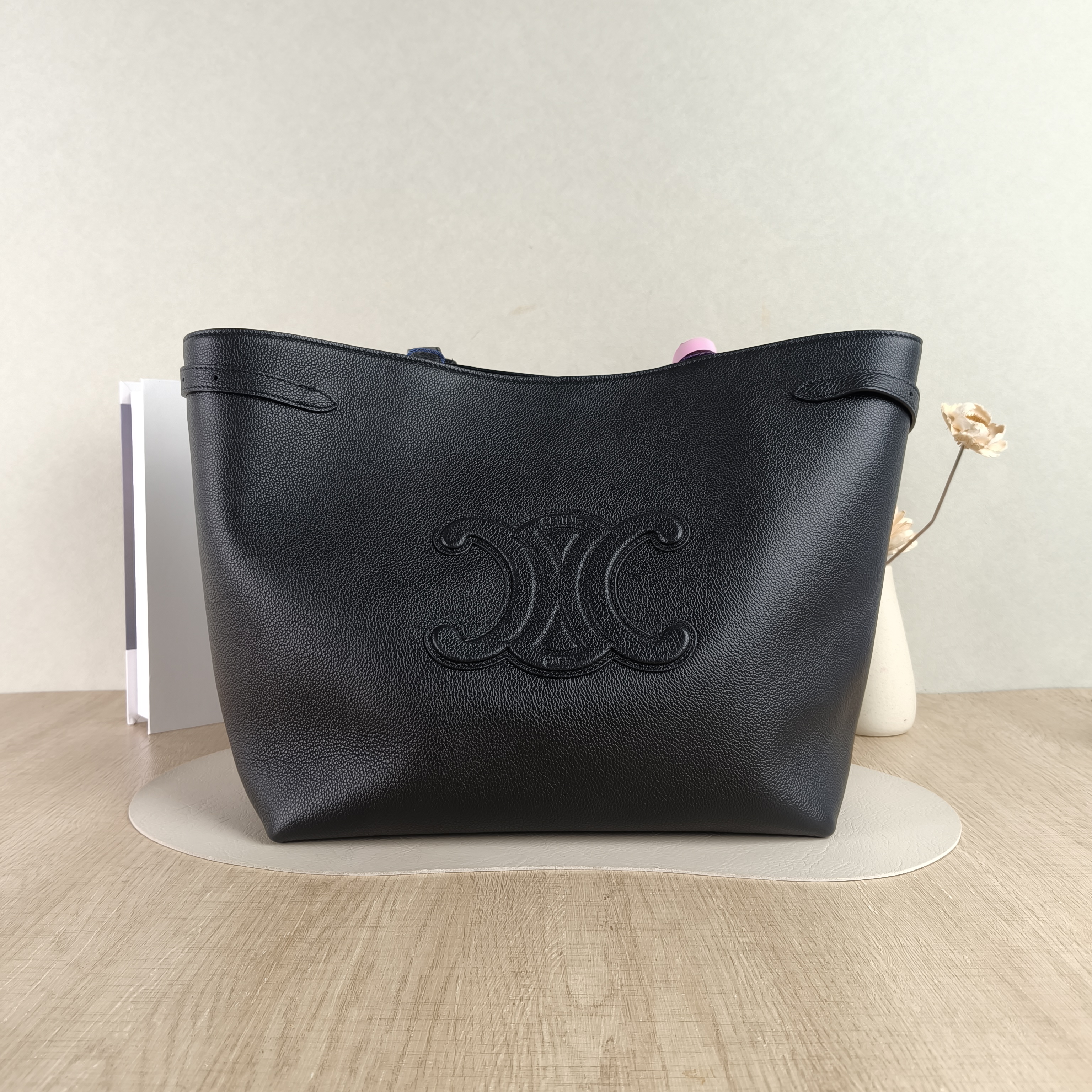CELINE Shoulder Bag Cabas Anais Tote Bag Black Calfskin Large32 × 15 × 28 cm