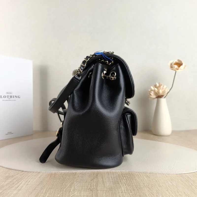 Chanel Backpack Duma Black Calfskin Large 21 × 13 × 23 cm — detail view 9 of 13