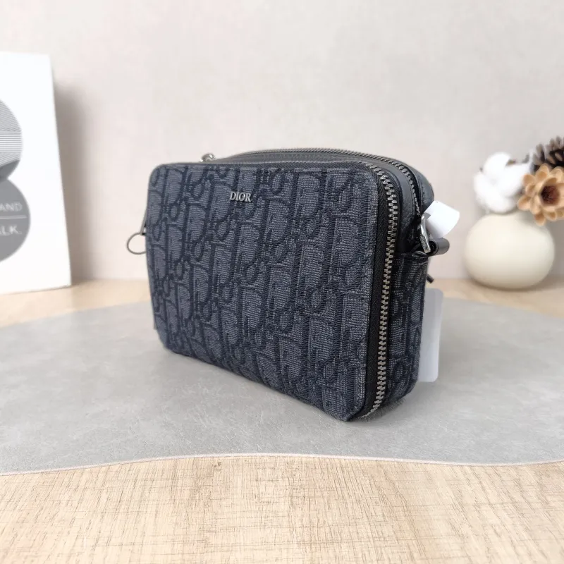 DIOR Shoulder Bag Oblique Jacquard Camera Bag Blue 17.5 × 5.5 × 12.5 cm — cover view 4 of 6