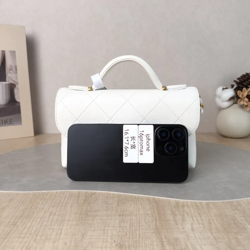 Chanel Crossbody Bag 25k cf Collection Top Handle Bag White Gold Grained Calfskin One Size 20 × 5 × 13 cm — cover view 2 of 5