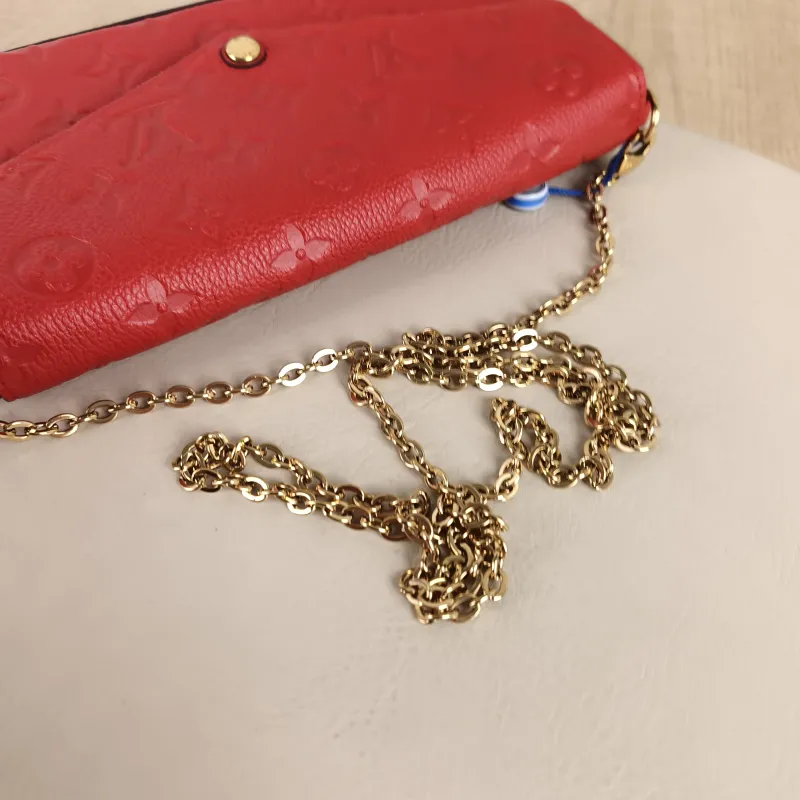 Louis Vuitton Crossbody Bag Pochette Félicie Red Calfskin Small 21 × 3 × 12 cm — detail view 8 of 13