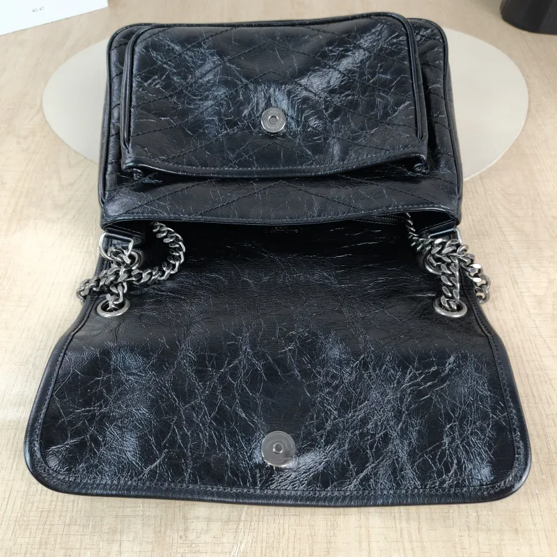 SAINT LAURENT Crossbody Bag Niki D Waxed Leather Calfskin Medium 28 × 8.5 × 20 cm — detail view 7 of 12