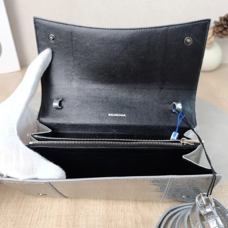 BALENCIAGA Crossbody Bag WOC Crossbody Bag Silver Calfskin One Size 19.5 × 3 × 10 cm — detail view 11 of 13