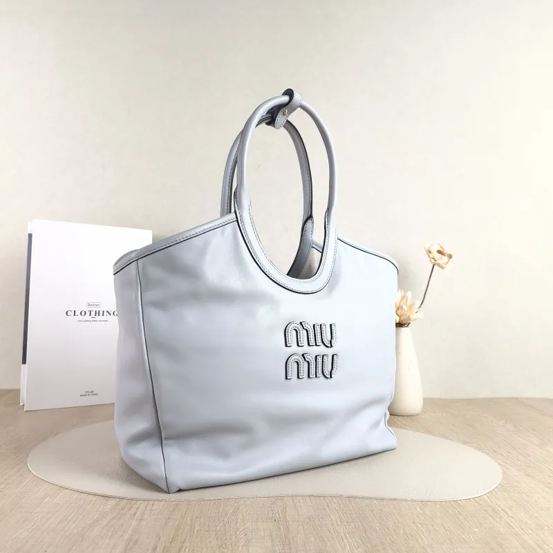 Miumiu Shoulder Bag IVY Tote Shopping Tote Blue Calfskin One Size 28 × 12.5 × 26 cm — cover view 5 of 5