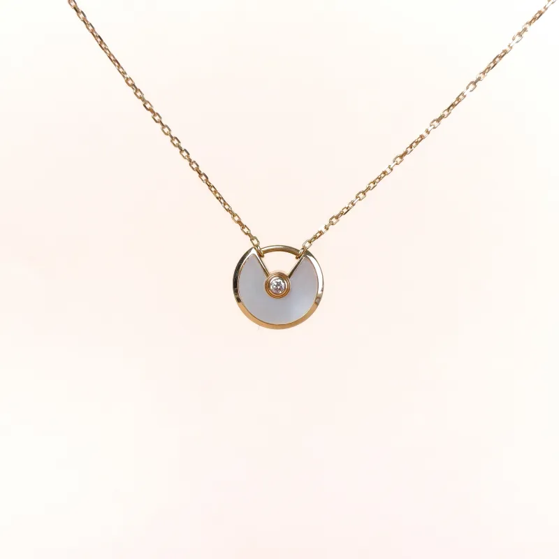 CARTIER Necklace Amulette de Necklace Pearl · White Mother-of-Pearl 18KY ellow Gold Small 40cm