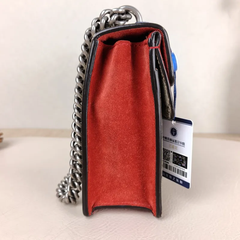 GUCCI Crossbody Bag Dionysus Monogram Red PVC Mini 20 × 5 × 15.5 cm — detail view 12 of 13