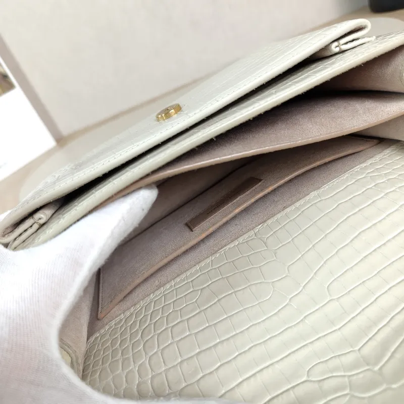 SAINT LAURENT Crossbody Bag SUNSET White Calfskin Medium 22 × 6.5 × 16 cm — detail view 8 of 11