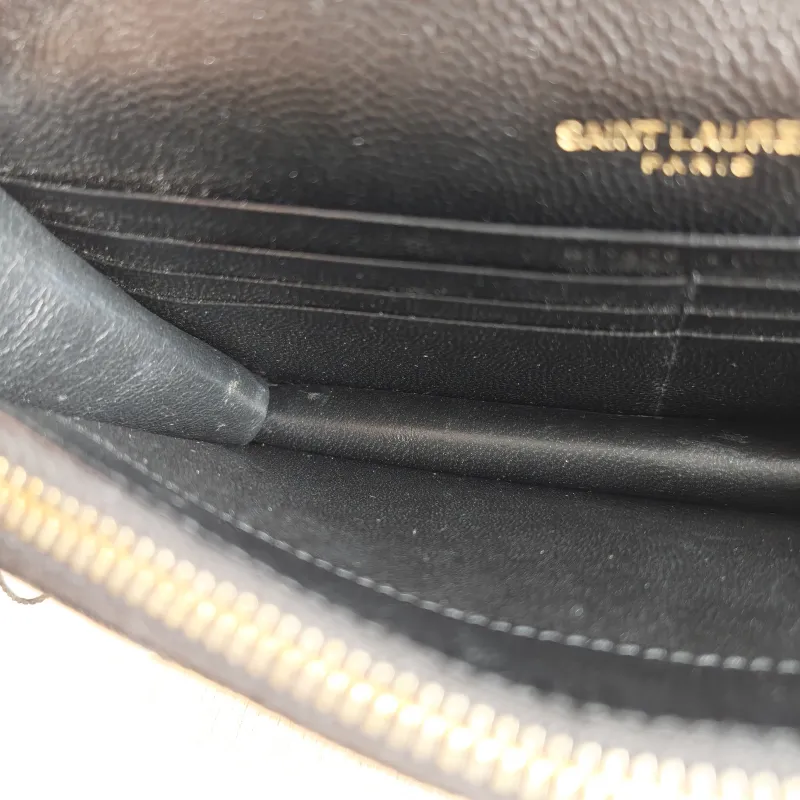 SAINT LAURENT Crossbody Bag CASSANDRE ENVELOPE Black Calfskin One Size 19 × 3.5 × 12.5 cm — detail view 11 of 12