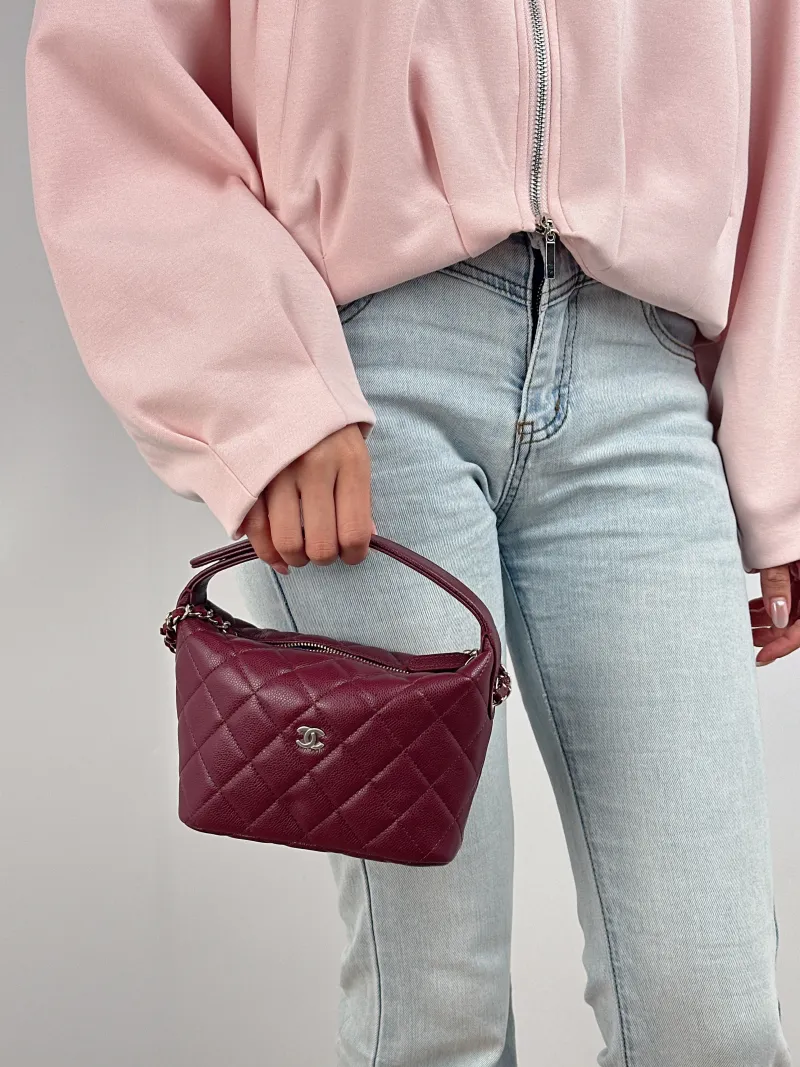 Chanel Crossbody Bag Crossbody Bag Red Grained Calfskin One Size 16 × 6 × 12 cm — on-model view 2 of 2