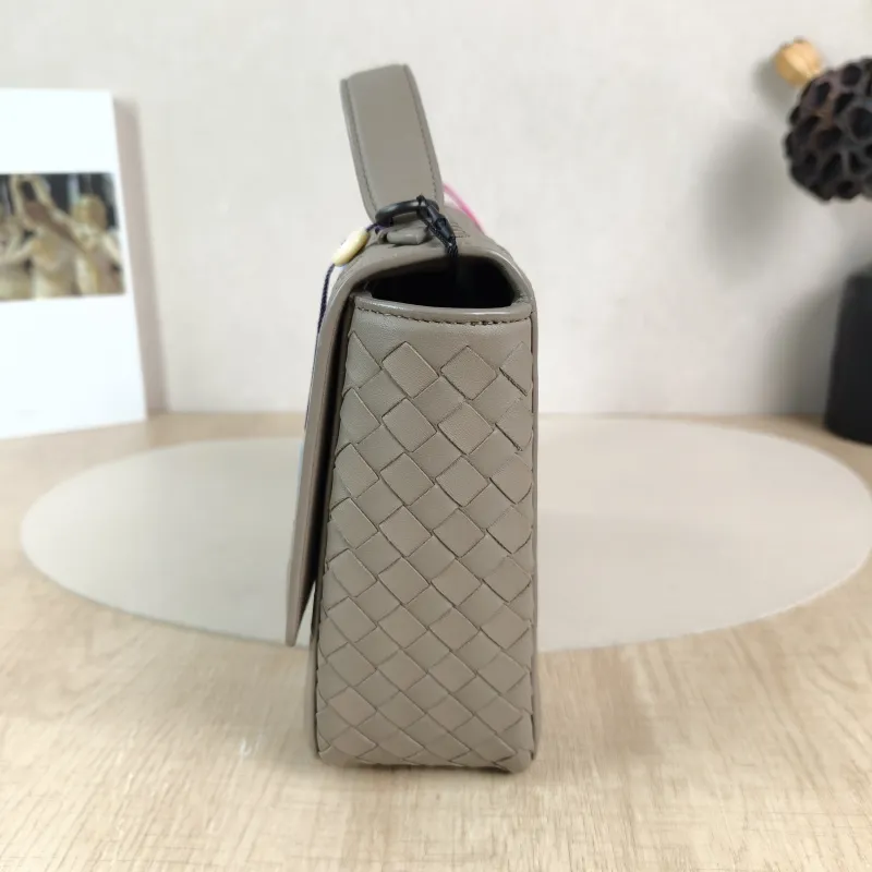 Bottega Veneta Top Handle Bag Woven Top Handle Crossbody Bag Grey Calfskin One Size 23 × 7 × 17 cm — detail view 8 of 13