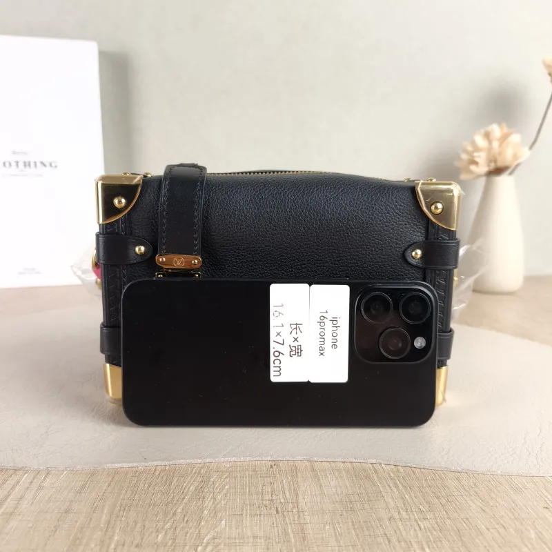 Louis Vuitton Crossbody Bag Side Trunk Box Black Calfskin Small 19 × 7.5 × 12.5 cm — cover view 3 of 5