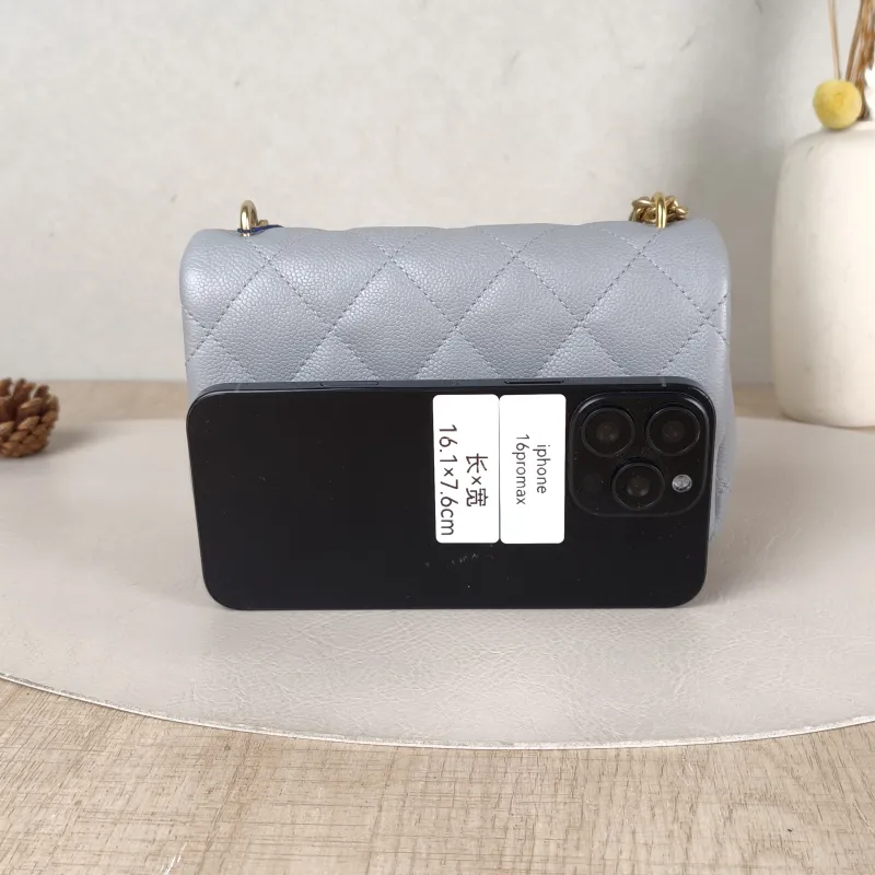 Chanel Crossbody Bag Classic Flap Large Mini CF Mini Grey Grained Calfskin mini20 × 6 × 12 cm — cover view 2 of 5