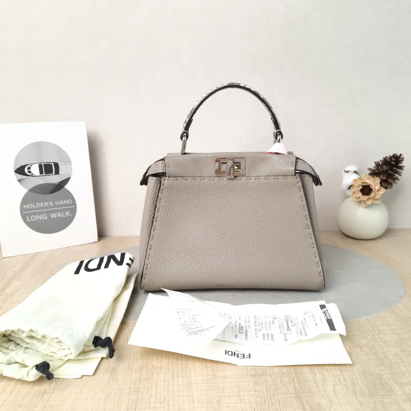 FENDI Crossbody Bag Peekaboo Crossbody Bag Grey Calfskin · Small 23 × 11 × 18 cm — cover view 5 of 6