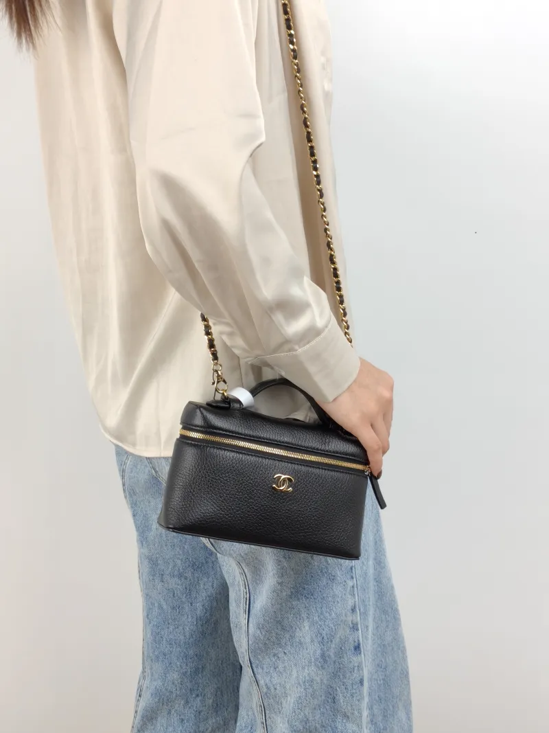 Chanel Crossbody Bag lp Box Bag Top Handle Crossbody Bag Black Calfskin One Size 19 × 5 × 12 cm — on-model view 1 of 3