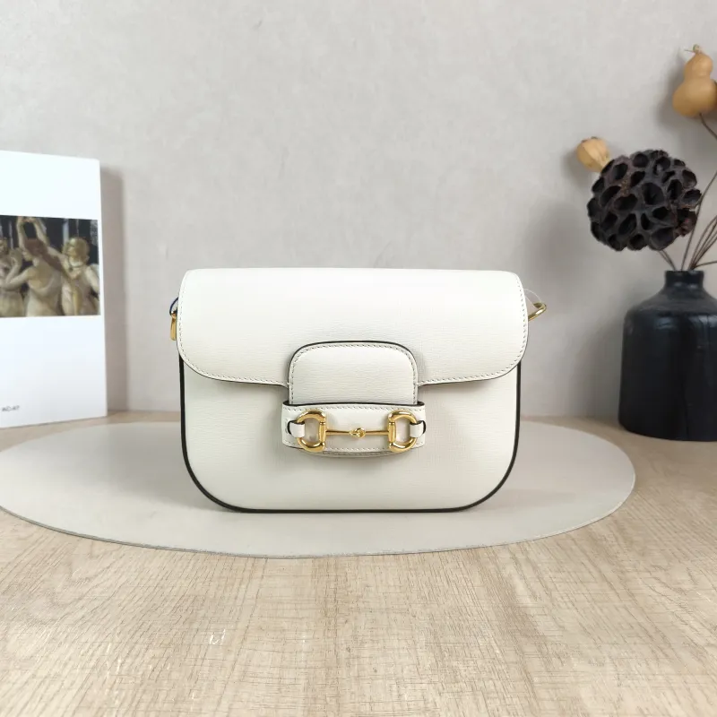 GUCCI Crossbody Bag Horsebit 1955 Horsebit Small White Calfskin Small 20.5 × 5 × 14.5 cm
