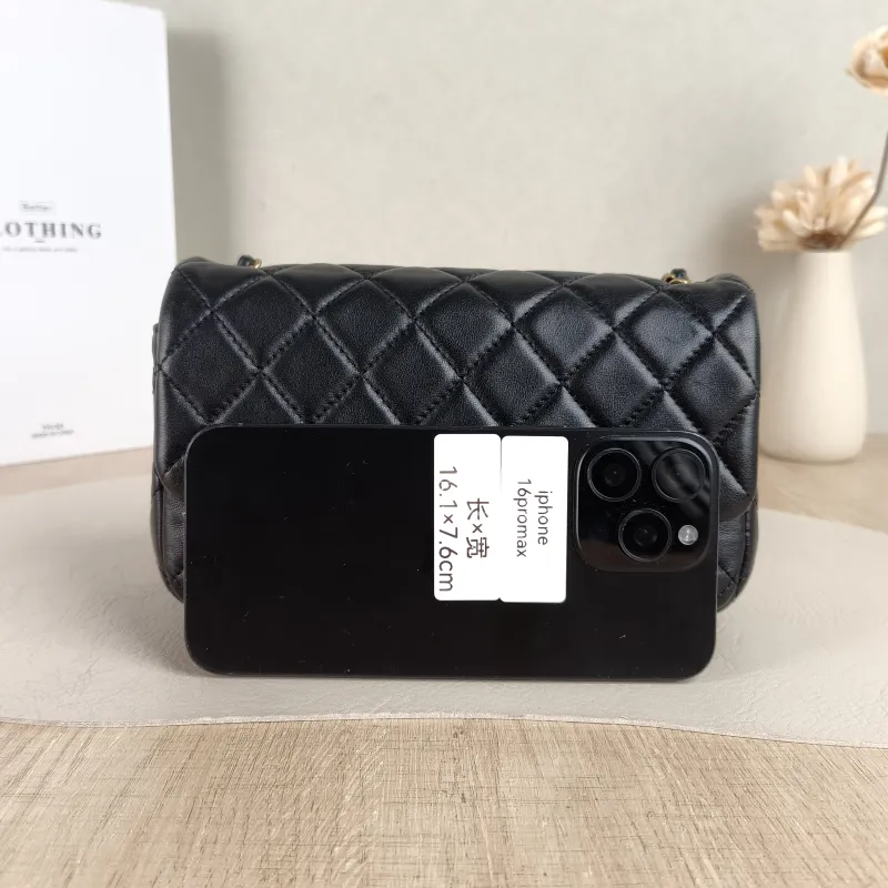 Chanel Crossbody Bag Classic Flap Large Mini CF Mini Black with Gold-Tone Hardware Lambskin mini20 × 6 × 12 cm — cover view 5 of 5