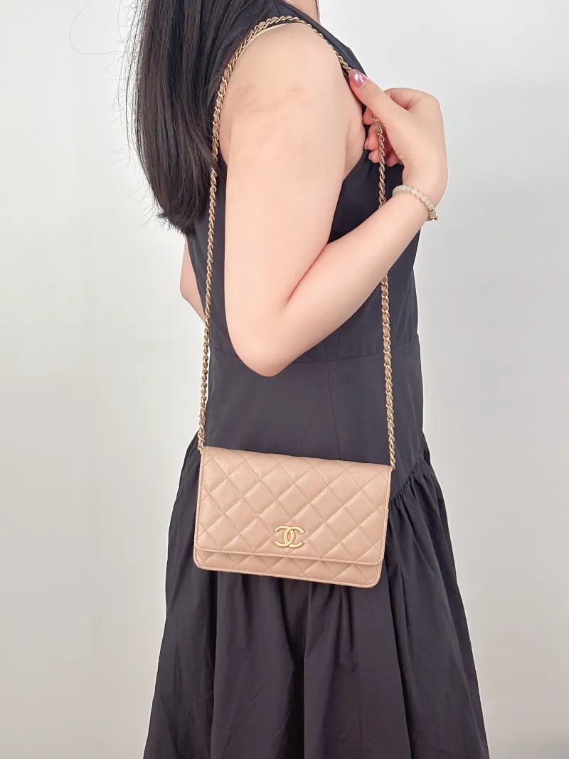 Chanel Crossbody Bag Edition cf woc Taupe Calfskin19.2 × 3.5 × 12.3 cm — on-model view 2 of 2