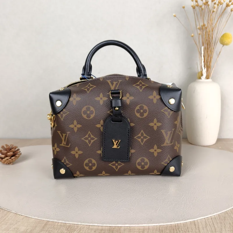 Louis Vuitton Crossbody Bag Petite Malle Souple Box Black PVC One Size 20 × 7.5 × 14 cm