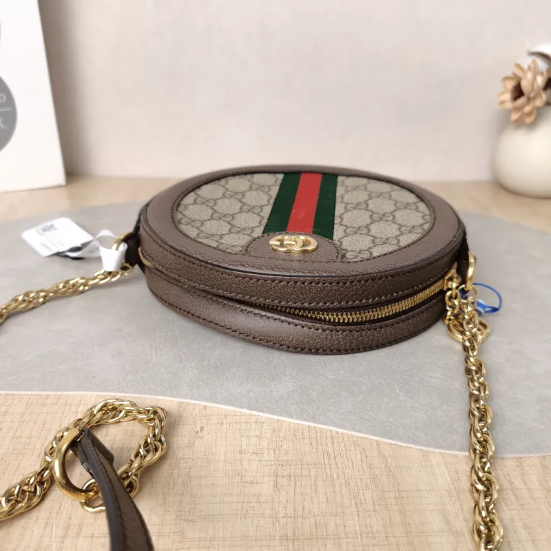GUCCI Crossbody Bag Ophidia GG Round Bag Monogram PV Cmini18 × 4.5 × 18 cm — detail view 5 of 9