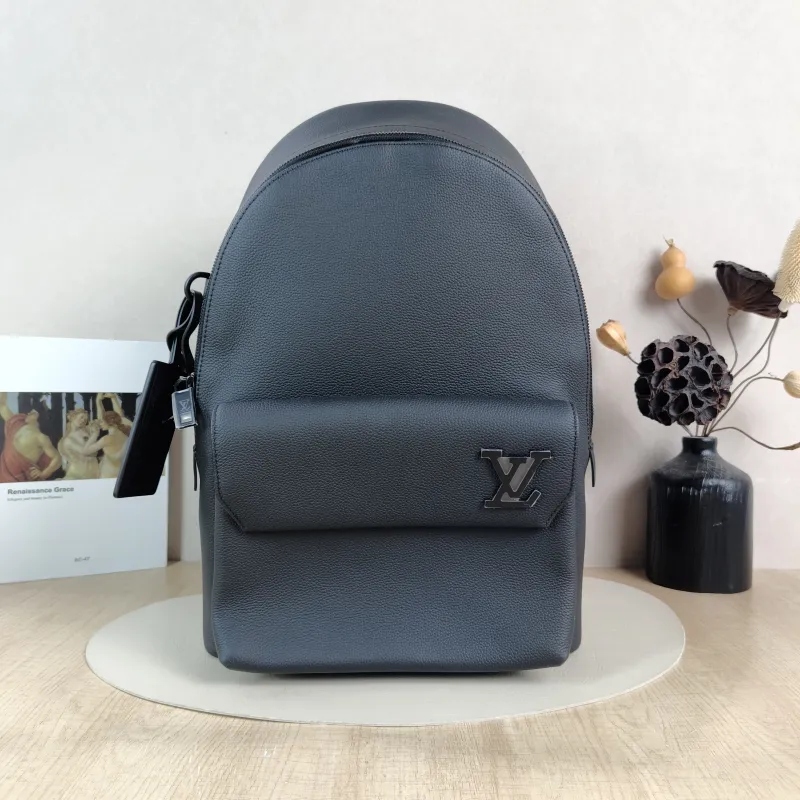Louis Vuitton Backpack Takeoff Backpack Black Calfskin One Size 30 × 14 × 43 cm