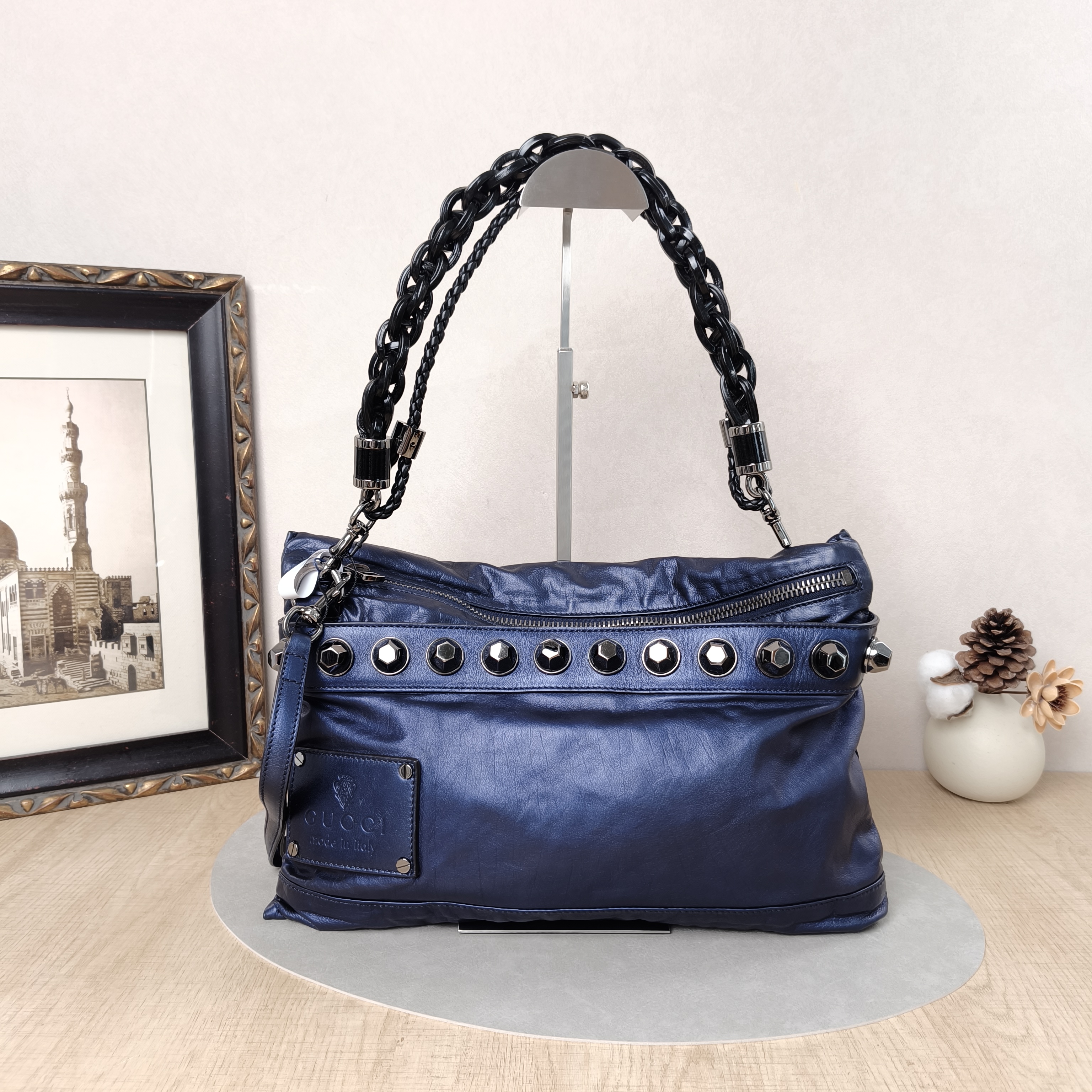 GUCCI Edition Blue Calfskin 37 × 3 × 24 cm