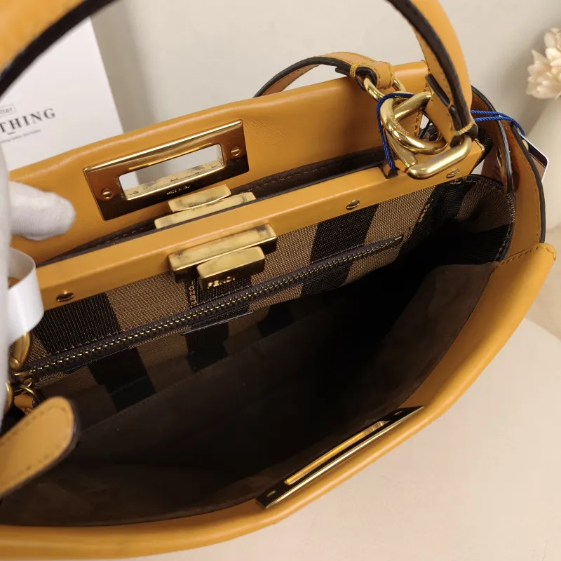 FENDI Top Handle Bag Peekaboo Brown Calfskin Medium 33.5 × 13 × 25.5 cm — detail view 1 of 13