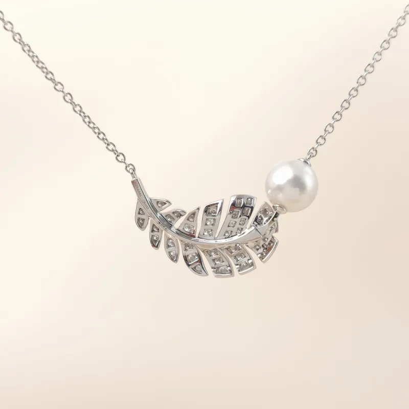 Chanel Necklace Plume Pavé Diamond Necklace White Gold Diamond18KW hite Gold One Size 40cm — cover view 8 of 10