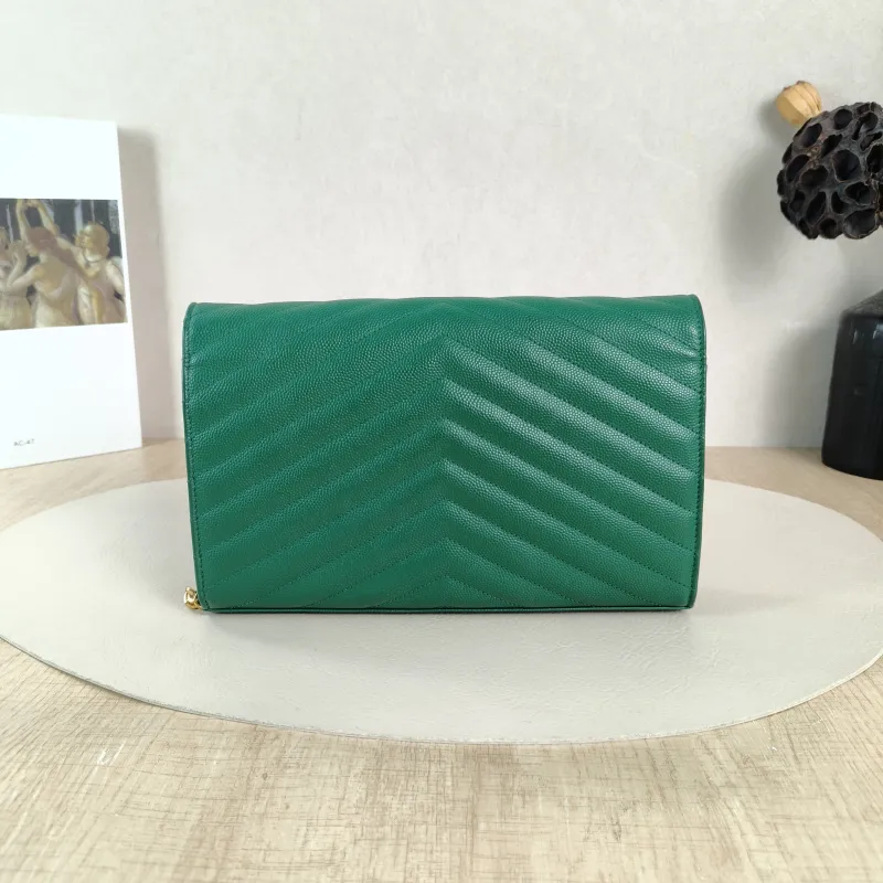 SAINT LAURENT Crossbody Bag CASSANDRE ENVELOPE Green Calfskin One Size 22.5 × 4 × 14 cm — cover view 3 of 5