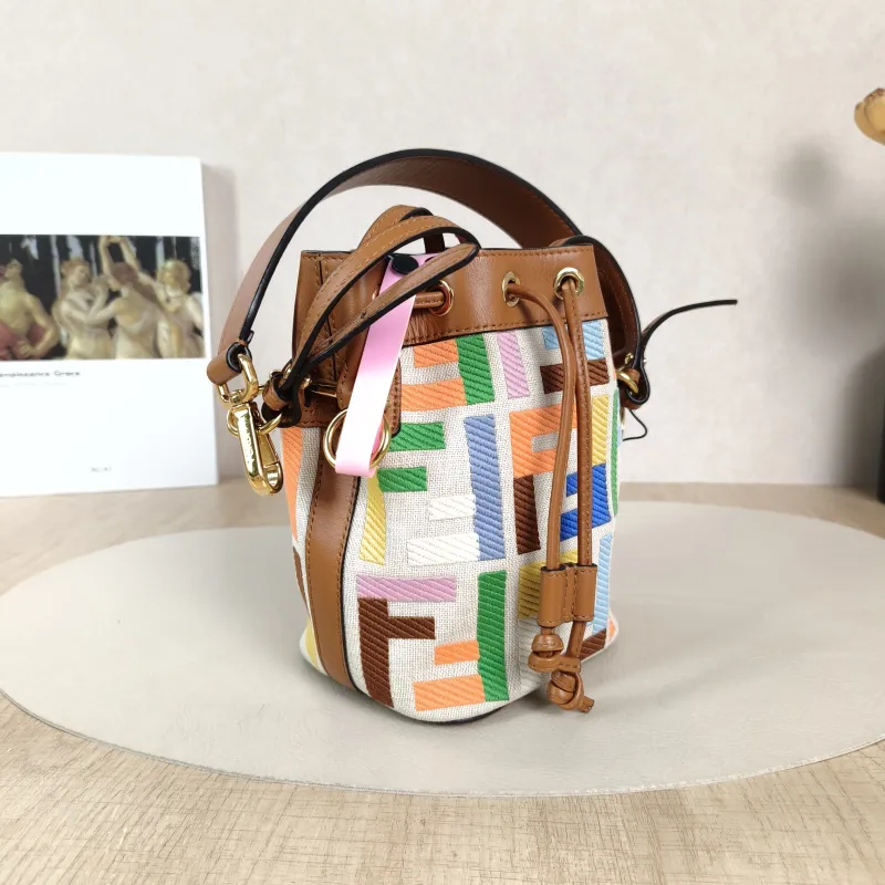 FENDI Crossbody Bag Mon Tresor Bucket Bag Brown Canvasmini12 × 10 × 18 cm — cover view 4 of 5