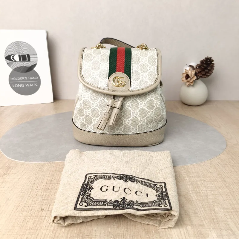 GUCCI Backpack ophidia g Backpack White Monogram PVC Mini 20.5 × 12 × 20 cm — cover view 3 of 6
