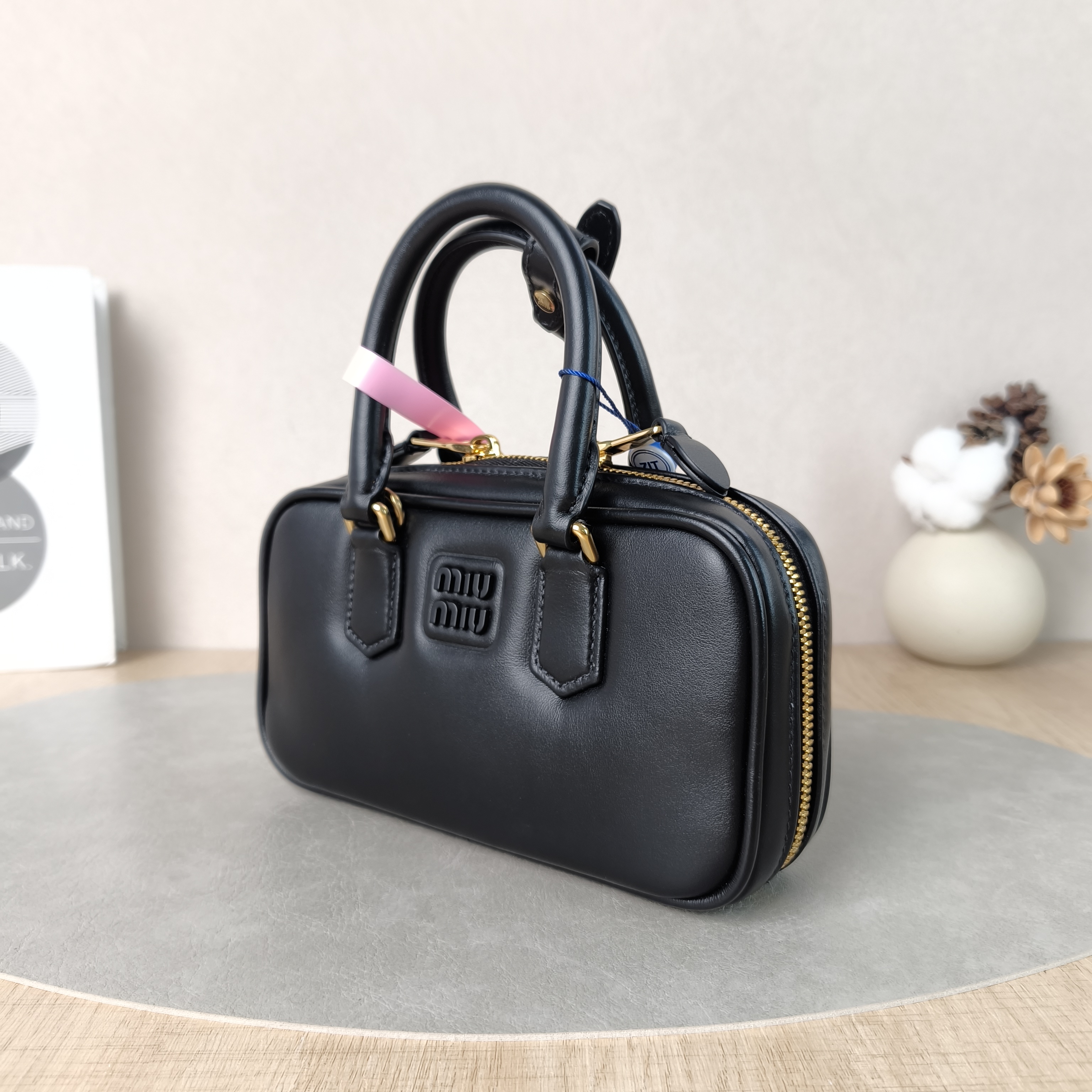 Miumiu Top Handle Bag Arcadie Collection Bowling Bag Black CC alfskinmini19 × 5 × 10 cm — cover view 4 of 5