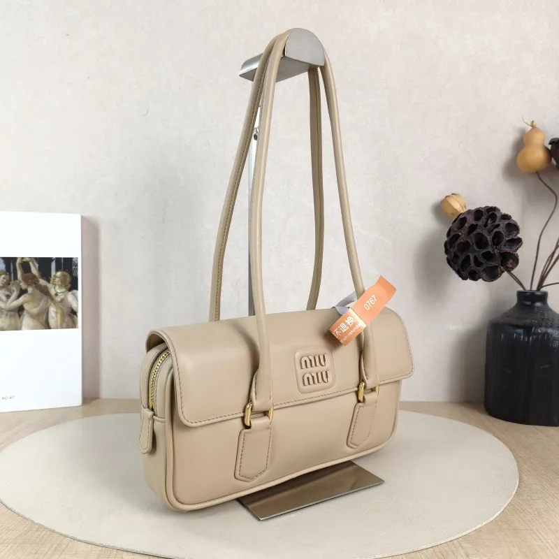 Miumiu Shoulder Bag Shoulder Bag Taupe Calfskin 24 × 5 × 13 cm — cover view 3 of 6