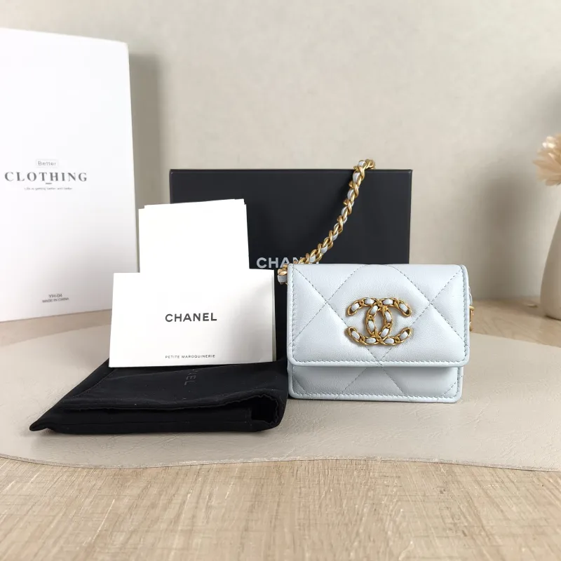 Chanel Crossbody Bag 19bag Mini Crossbody Bag Blue Lambskin Mini 10.5 × 2 × 8 cm 31 — cover view 2 of 5