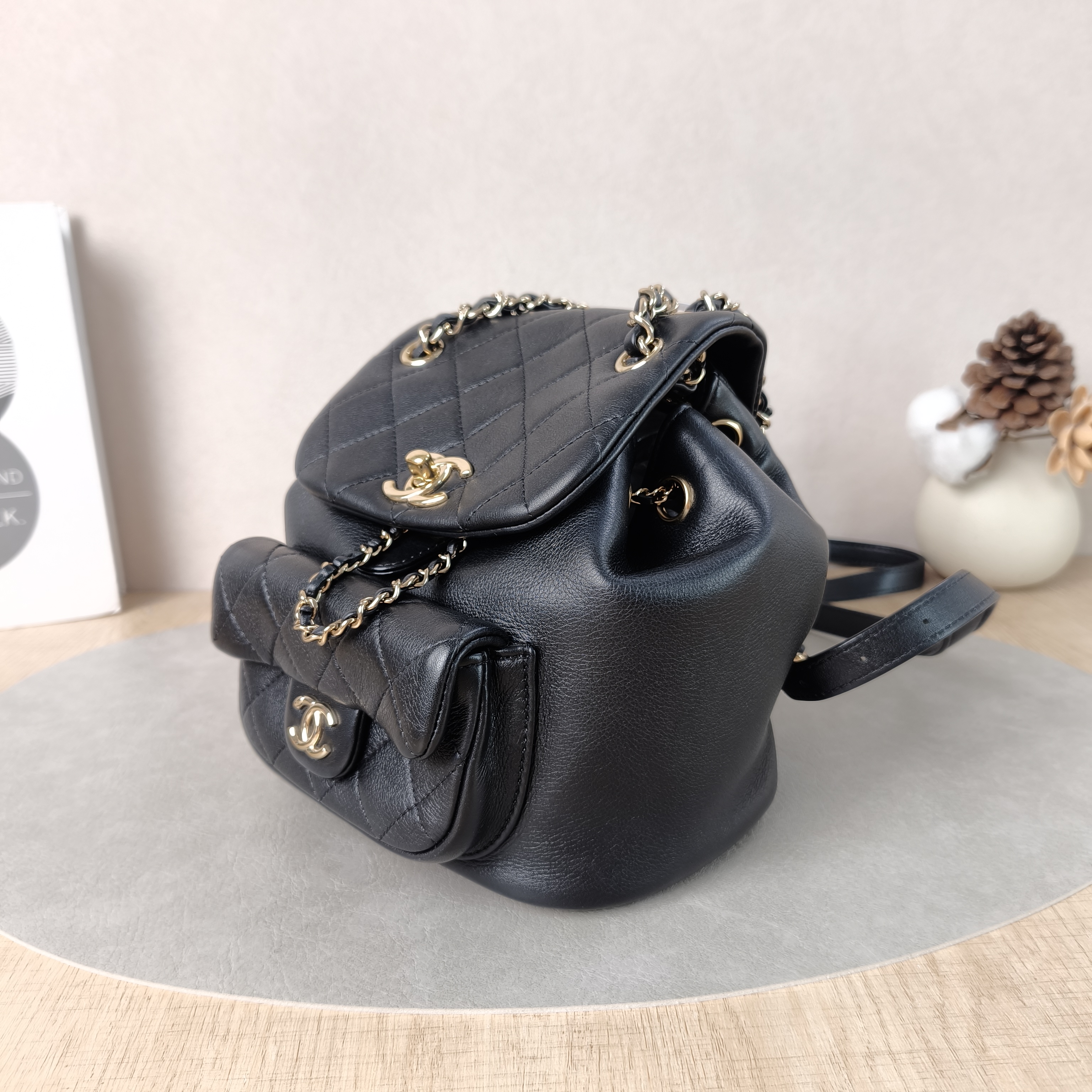 Chanel Backpack Duma Black Calfskin Small18 × 12 × 18.5 cm — cover view 2 of 5