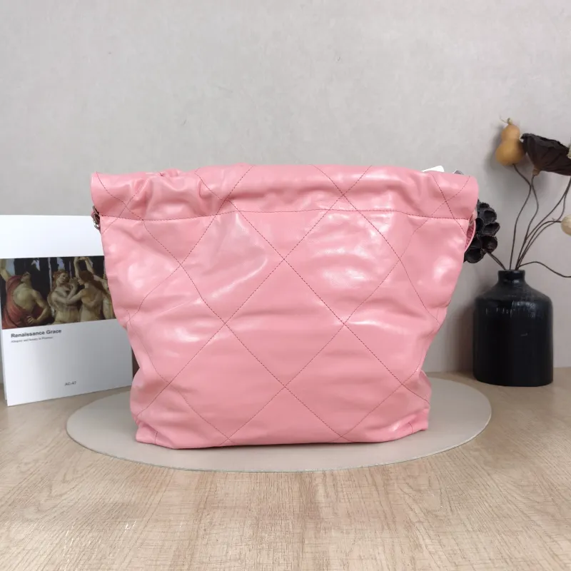 Chanel Shoulder Bag 22Bag Pink Silver-Tone Hardware Calfskin Small 35 × 7 × 37 cm — cover view 5 of 6