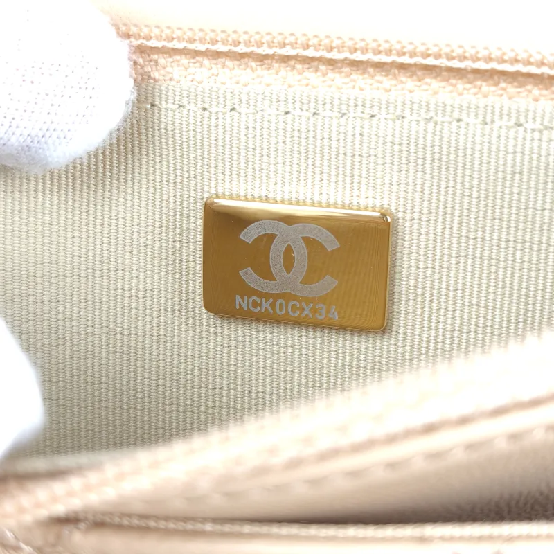 Chanel Crossbody Bag CF WOC Taupe Lambskin Mini 19.2 × 3.5 × 12.3 cm — detail view 9 of 14