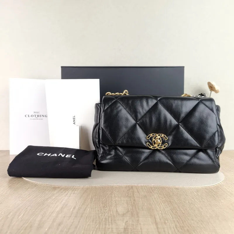 Chanel Crossbody Bag 19Bag Black SL ambskin Medium 30 × 10 × 20 cm — cover view 2 of 6