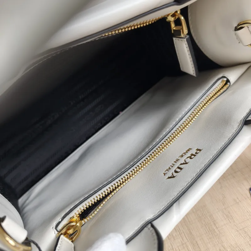 PRADA Top Handle Bag Tote Bag White Calfskin Small 24 × 10 × 18.5 cm — detail view 10 of 13