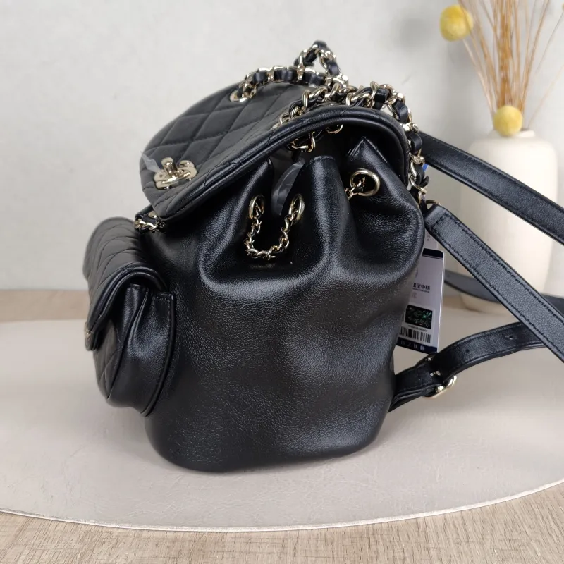 Chanel Backpack Duma Black Calfskin Small 18 × 12 × 18.5 cm — detail view 12 of 14