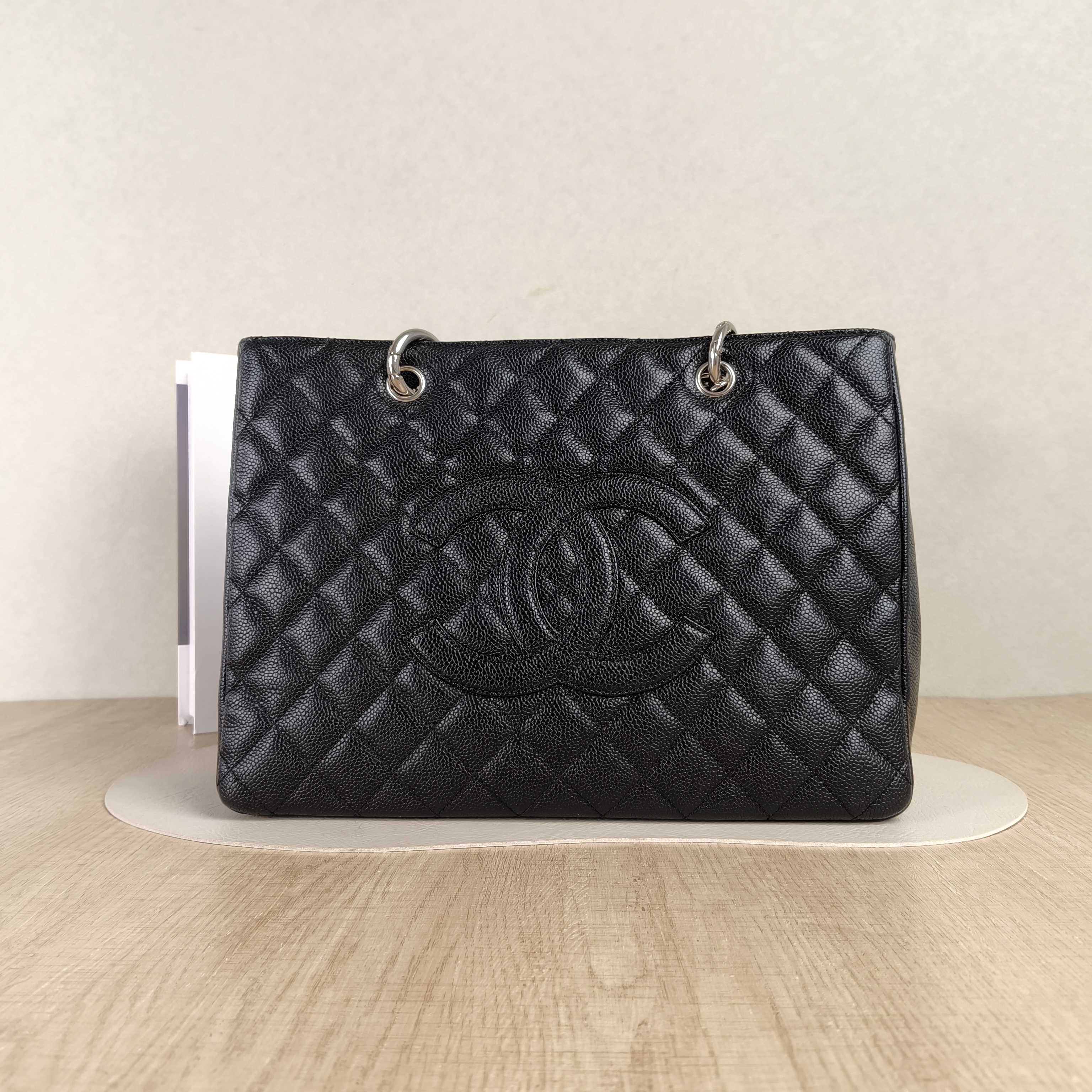 Chanel Shoulder Bag Grand Shopping Tote​ GST Shopping Tote Black Grained Calfskin Large33 × 13 × 24 cm